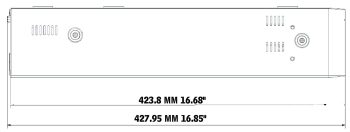 Hanwha - XRN-1620B2 - 8K NVR (Intel-based), No HDD, 16 channels, H265, H264, MJPEG, 8 fixed internal SATA HDDs (10TB max per HDD), ARB (Automatic Recovery Backup), 140 Mbps recording, up to 32 Mbps playback, Dual stream recording, WiseStream technology Side Dimension.