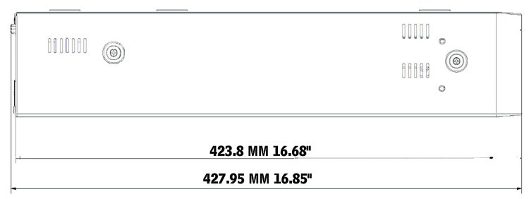 Hanwha - XRN-1620B2 - 8K NVR (Intel-based), No HDD, 16 channels, H265, H264, MJPEG, 8 fixed internal SATA HDDs (10TB max per HDD), ARB (Automatic Recovery Backup), 140 Mbps recording, up to 32 Mbps playback, Dual stream recording, WiseStream technology Side Dimension.