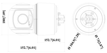 Hanwha XNP-9300RW PTZ network surveillance camera. Designed for tough environments offers advanced features for precise monitoring Dimensions.