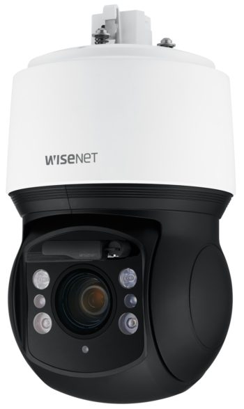 Hanwha XNP-9300RW PTZ network surveillance camera. Designed for tough environments offers advanced features for precise monitoring Left View.