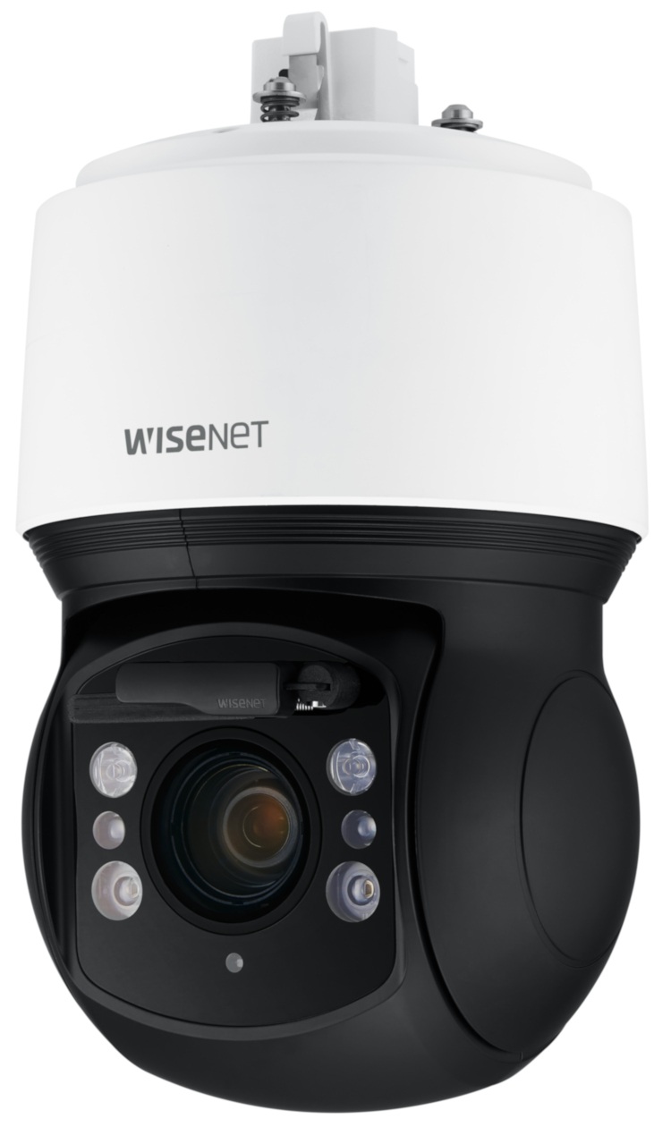 Hanwha XNP-9300RW PTZ network surveillance camera. Designed for tough environments offers advanced features for precise monitoring Left View.