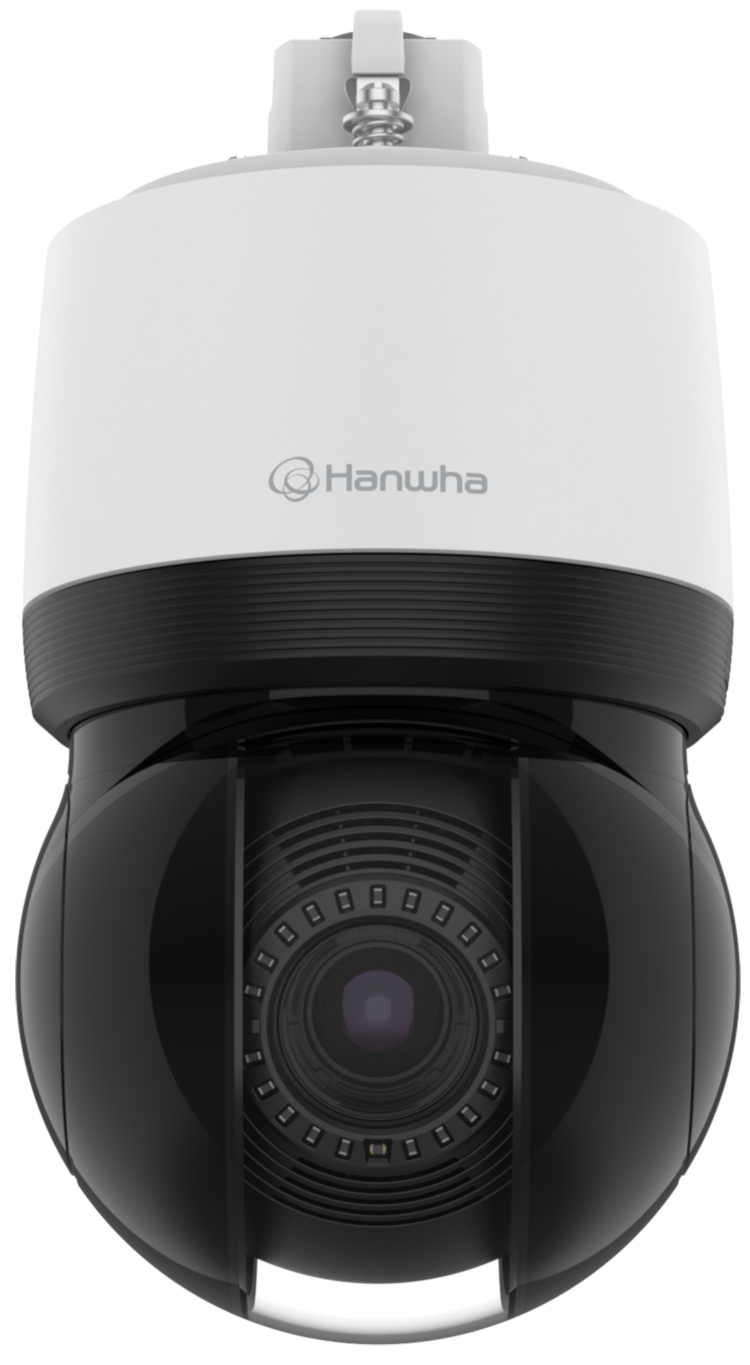 Hanwha XNP-C9253R network surveillance camera. Robust design, intelligent features, and advanced lens system make it the ideal choice for outdoor surveillance. Get crystal-clear images and secure data transmission Front View. From Collsam Security.