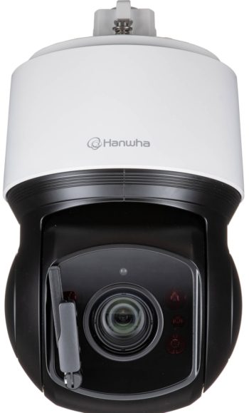 Hanwha XNP-C9303RW 8Megapixel 4K PTZ Camera. Featuring advanced AI technology and 30x optical zoom, it offers crystal clear UHD 4K resolution and reliable weather protection. Shop now at Collsam Security, your trusted Hanwha Vision Supplier Front View.