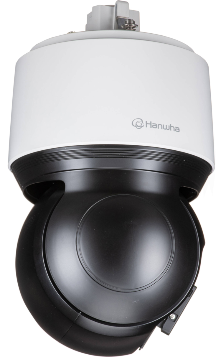 Hanwha XNP-C9303RW 8Megapixel 4K PTZ Camera. Featuring advanced AI technology and 30x optical zoom, it offers crystal clear UHD 4K resolution and reliable weather protection. Shop now at Collsam Security, your trusted Hanwha Vision Supplier Side View.