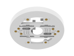 Hanwha SBP-140CMT ceiling mount angled view showing its white plate and threaded fixing holes