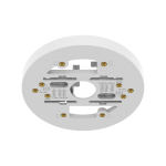 Hanwha SBP-140CMT ceiling mount angled view showing its white plate and threaded fixing holes