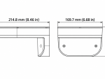 Front and side mount dimensions: 214.8 mm depth, 169.7 mm width and 118.3 mm height