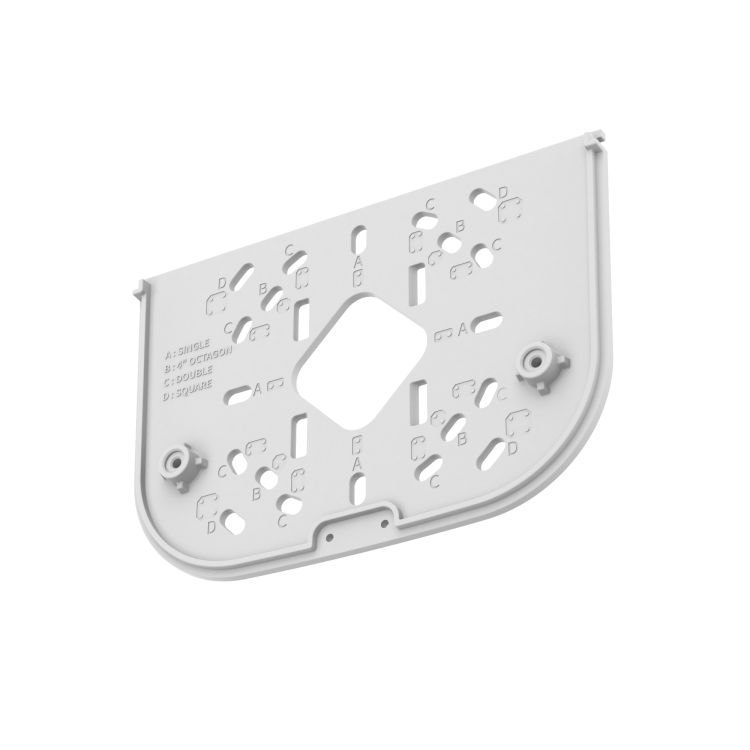 Mounting plate with single, double, octagon and square gangbox patterns