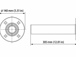 Pendant mount dimensions showing 140 mm flange diameter and 305 mm overall height