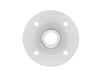 White ceiling mount flange with four fixing holes and a central opening