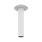 Hanwha SBP-300CMI pendant mount front angle showing its white pipe and ceiling flange
