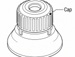 Ribbed retaining cap on the PTZ camera install base