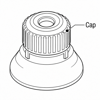 Ribbed retaining cap on the PTZ camera install base