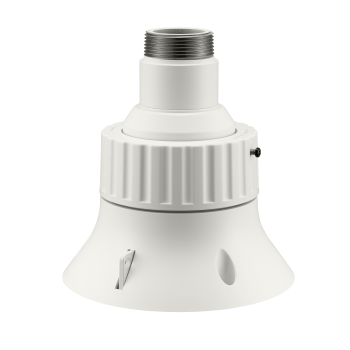 Hanwha SBP-303HF SFP base front view showing the aluminum housing and threaded coupling
