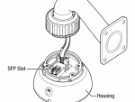 Open PTZ install base illustration identifying the SFP slot and housing