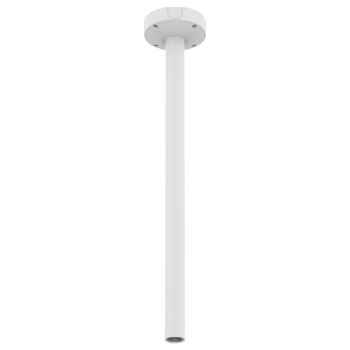 Hanwha SBP-900CMW pendant mount front view showing the long white pipe and round ceiling base