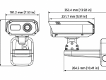 Hanwha TNM-C4940TD thermal camera front and side dimensions in millimeters and inches