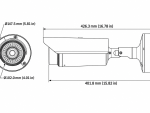 Hanwha TNO-L4030T thermal camera front and side dimensions with 426.3 mm overall length