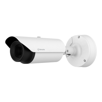 Hanwha TNO-L4030T thermal camera left view showing housing and mounting arm