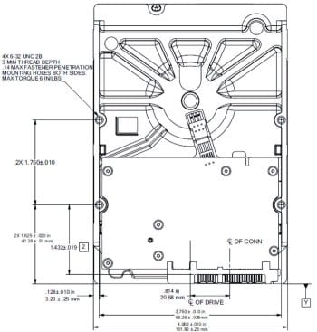 Upgrade your DVR or NVR with the Seagate SkyHawk ST6000VX009 6 TB internal hard drive. Enjoy fast data transfer and 3 years of data recovery Bottom Dimensions.