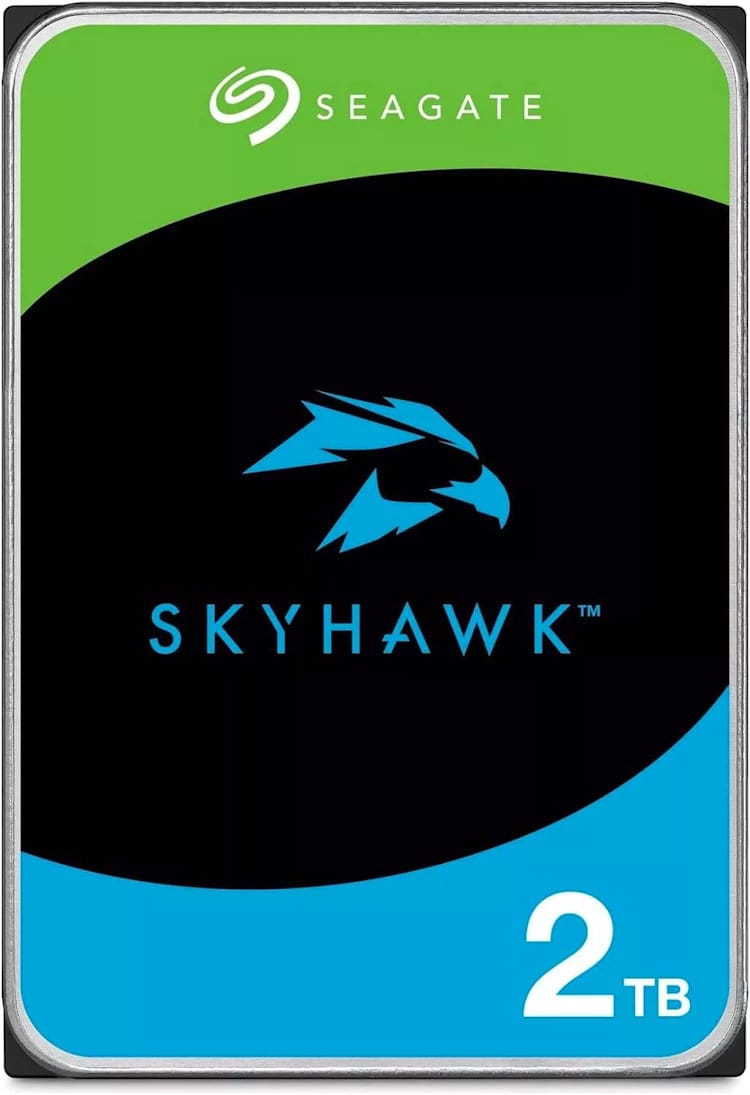 Upgrade your surveillance system with the Seagate SkyHawk ST2000VX017 2 TB hard drive. Designed for 24/7 recording, with ImagePerfect™ firmware and SkyHawk Health Management. 3 years Rescue Data Recovery Services included. Shop now at Collsam Security Front View.
