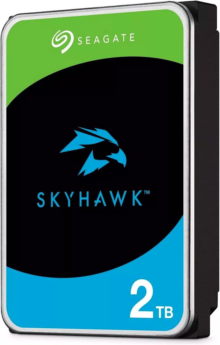 Upgrade your surveillance system with the Seagate SkyHawk ST2000VX017 2 TB hard drive. Designed for 24/7 recording, with ImagePerfect™ firmware and SkyHawk Health Management. 3 years Rescue Data Recovery Services included. Shop now at Collsam Security Left View.