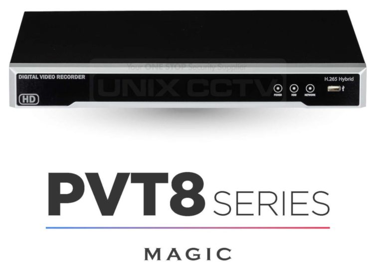 TVST-PVT8-8M08 PVT-8M Series 8 Channel 8MP (4K/UHD) H.265 Pentabrid TVI, AHD, CVI, IP, 960H DVR System, 1 × SATA Front OVT* Series No Hard Drive