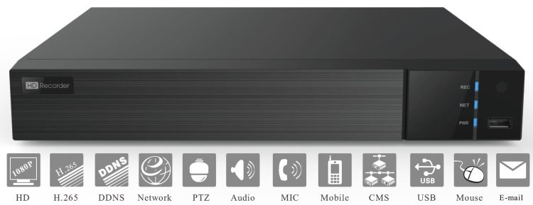 TVST-TD2704-N5A 4 Channel Pentabrid DVR System, H.265, 5Megapixel TVI, AHD, CVI, IP and Analog Camera No Hard Drive