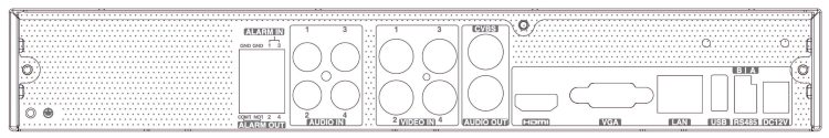 Tvst-TD2704-N5A 4 Channel Pentabrid DVR System, H.265, 5Megapixel TVI, AHD, CVI, IP and Analog Camera Back View