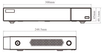 Tvst-TD2704-N5A 4 Channel Pentabrid DVR System, H.265, 5Megapixel TVI, AHD, CVI, IP and Analog Camera Dimension