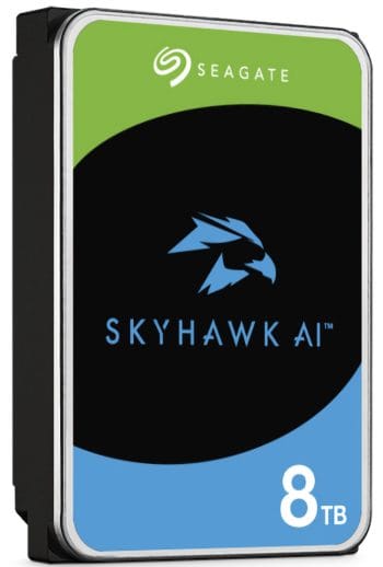 Upgrade your surveillance system with the Seagate SkyHawk AI ST8000VE001 8 TB hard drive. Designed for AI, it supports 64 HD camera streams. Shop now at Collsam Distribution for all your storage needs.Right View