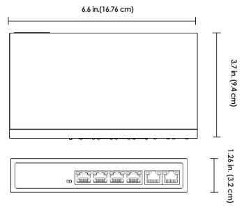 Vivotek AW-FET-060C-065, a reliable unmanaged PoE switch with 4 Fast Ethernet ports and a total power budget of 65 Watts. Choose between ST or EX mode for flexible deployment and enjoy surge protection for added peace of mind Dimensions. #PoE #networking