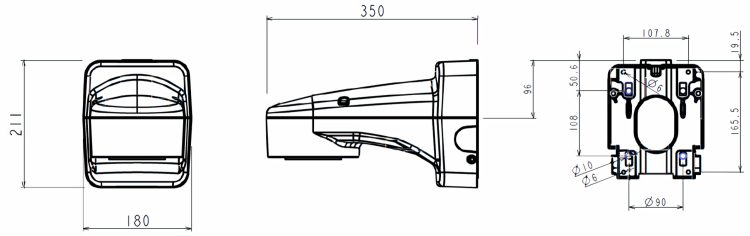 Securely Mount Your Vivotek Camera with AM-21P Bracket designed specific Camera Models and Mounting Options for models, it's simple and easy to install Dimensions.