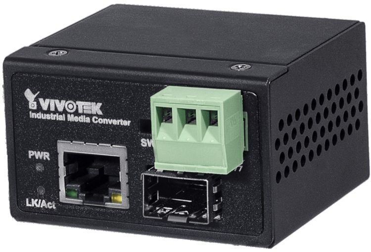 Vivotek AW-IHS-0200 Fiber to Ethernet media converter. Perfect for IP surveillance, traffic monitoring, and security applications. Reliable and compact for limited space. Get yours now!