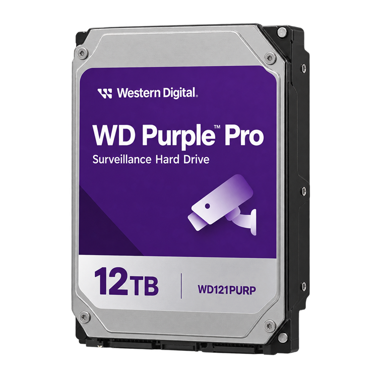 Western Digital WD121PURP 12TB WD Purple Pro AI video analytics storage hard drive front view