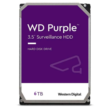 Western Digital WD64PURZ 6TB Surveillance Hard Drive – Front View Western Digital WD64PURZ 6TB WD Purple surveillance hard drive front view