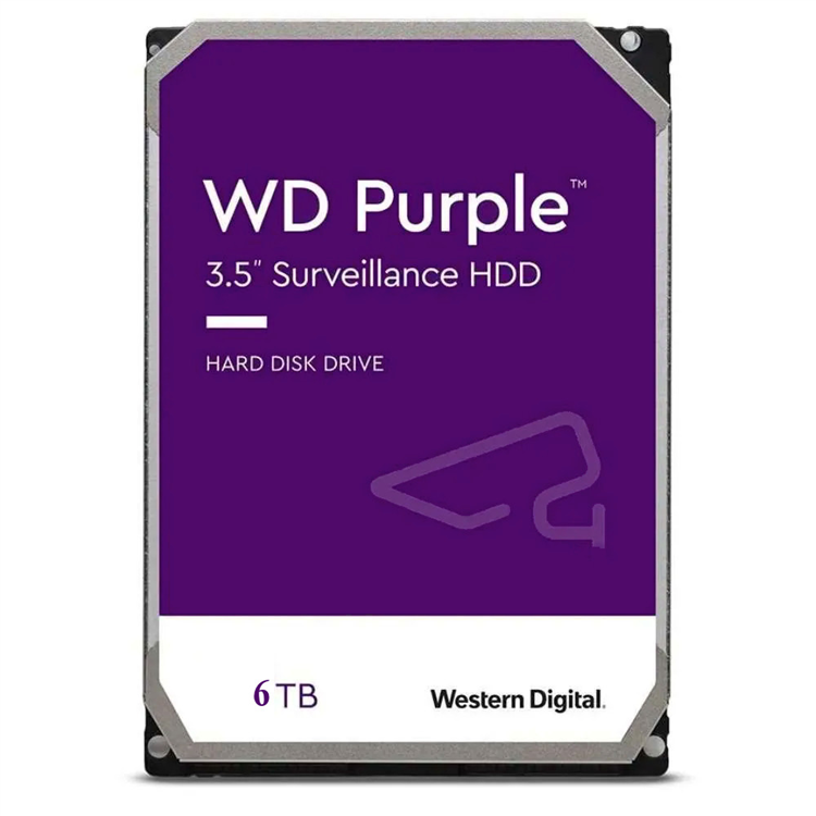 Western Digital WD64PURZ 6TB WD Purple surveillance hard drive front view