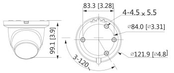 Eyemax NCU-E4322-W28 4MP Night Color Turret Camera. High image definition, low bit rate, and intelligent detection for any environment. IP67 protection and more Dimensions.