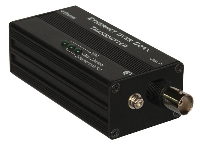 KBC Networks KBC EECF1-LS1-T-MN-B 1-Channel Ethernet over coax transmitter. High-speed, PoE+ compatible, and compact design.