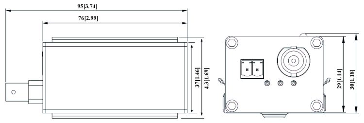 Get reliable connectivity with the KBC EECF1-LN1-R-WX-B, a ruggedized Ethernet over coax receiver. Easy installation, PoE support, and LED indicators Dimensions.