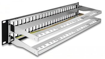 CN-PP-0P48A 48-Port Blank Keystone 2U Patch Panel. Designed for use with keystone jacks, it's perfect for audio, video, and data. English-speaking support available during business hours. Create a seamless patch panel solution with a sturdy 19 inches (48.26 cm) design and pre-numbered ports Back Panel View.