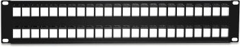 CN-PP-0P48A 48-Port Blank Keystone 2U Patch Panel. Designed for use with keystone jacks, it's perfect for audio, video, and data. English-speaking support available during business hours. Create a seamless patch panel solution with a sturdy 19 inches (48.26 cm) design and pre-numbered ports, Back View.