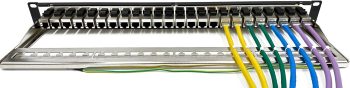 CN PP-5P24UA 24-port patch panel. No punch down tools needed, just plug in couplers for easy installation and repairs. Save time and hassle with this versatile 1U panel.