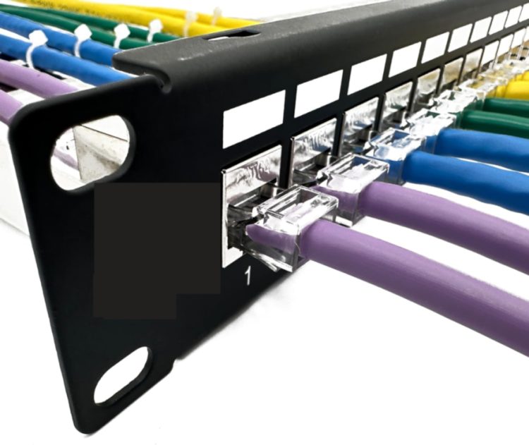 CN PP-5P24UA 24-port patch panel. No punch down tools needed, just plug in couplers for easy installation and repairs. Save time and hassle with this versatile 1U panel Cable.