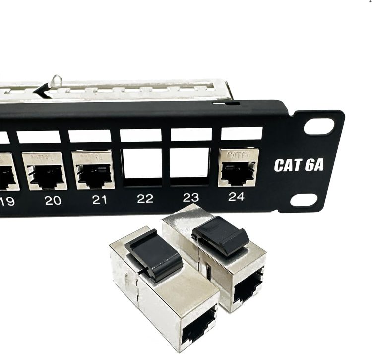 CN PP-5P24UA 24-port patch panel. No punch down tools needed, just plug in couplers for easy installation and repairs. Save time and hassle with this versatile 1U panel Ethenet.