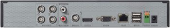 Upgrade your security system with ENS ED8004H5-BN2, a 4-channel, 5MP hybrid DVR with 4 analog and 2 IP camera inputs and efficient H.265 compression. It is NDAA compliant and perfect for homes, businesses, and government facilities Back View.
