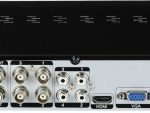 Eyemax TVST-PVT3-04N5 4Channel Pentabrid DVR. Supports up to 5MP cameras and offers advanced features like digital zoom, PTZ control, Up to 12 Terabytes Hard Drive and multiuser authority Back View.