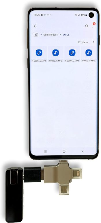 Capture high-quality audio discreetly with K-ULTRA-OTG Tiny Wearable Audio Recorder 8 GB. Ultra-compact, one-touch recording, and OTG support Connected to Phone