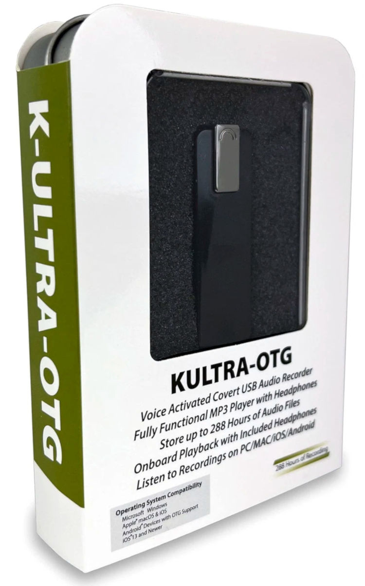 Capture high-quality audio discreetly with K-ULTRA-OTG Tiny Wearable Audio Recorder 8 GB. Ultra-compact, one-touch recording, and OTG support Retail Box