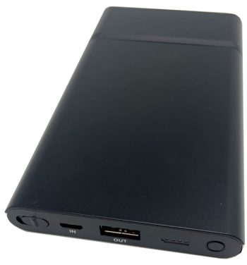 LawMate PV-PB30W, a covert surveillance power bank with Wi-Fi capabilities. Record in 1080p, remotely access and charge devices Top and Front View.